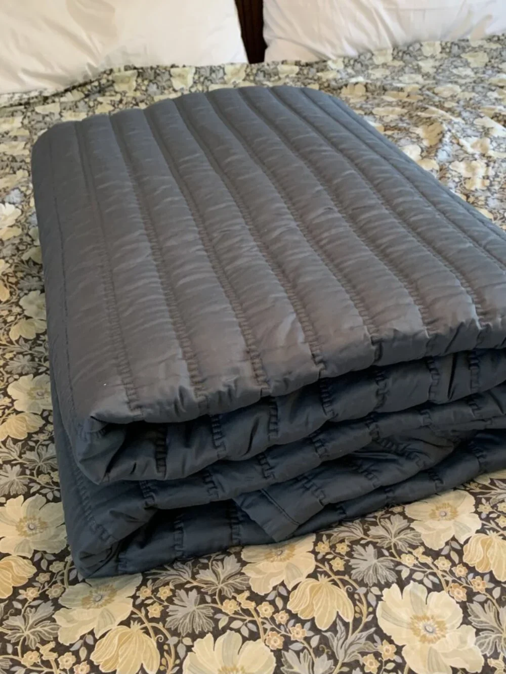 The Company Store King Sateen Coverlet Steel Blue NWOT
